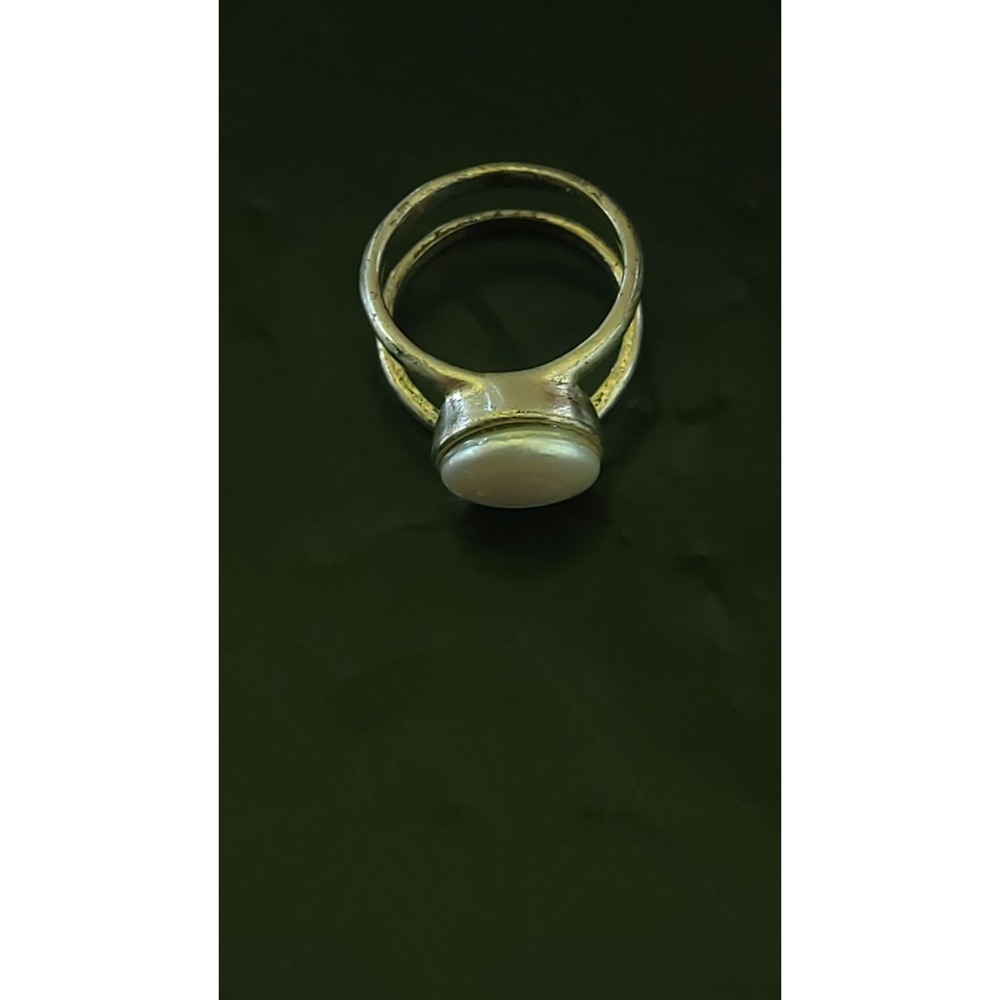 LUCKY BRAND Mother of Pearl Shell Look Ring Size 7 Silver Tone Boho Statement - Picture 8 of 9